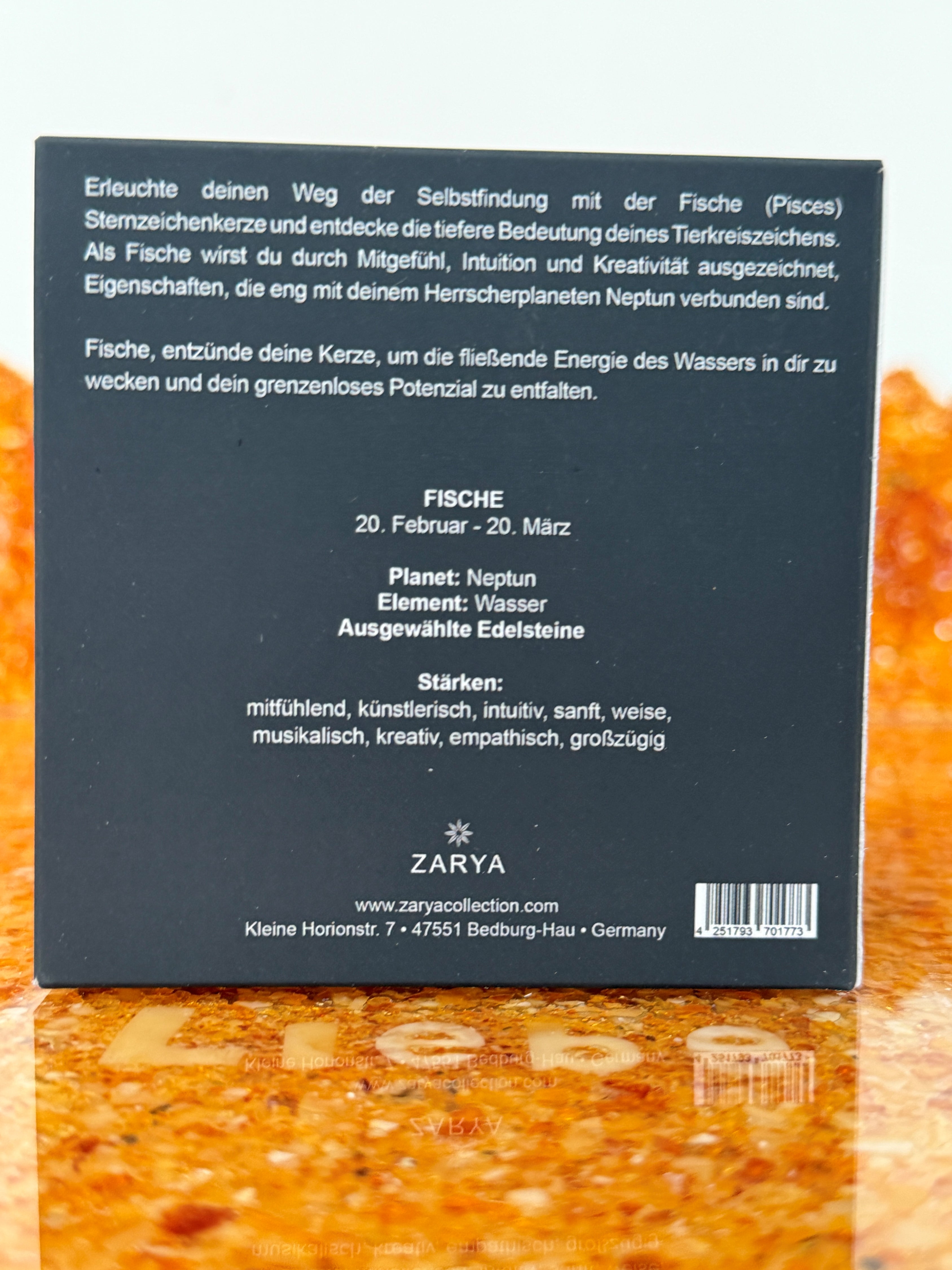 Zarya Sternzeichenduftkerze - Zodiac Light – Fische (Pisces) mit Zitronengras & Edelsteinen