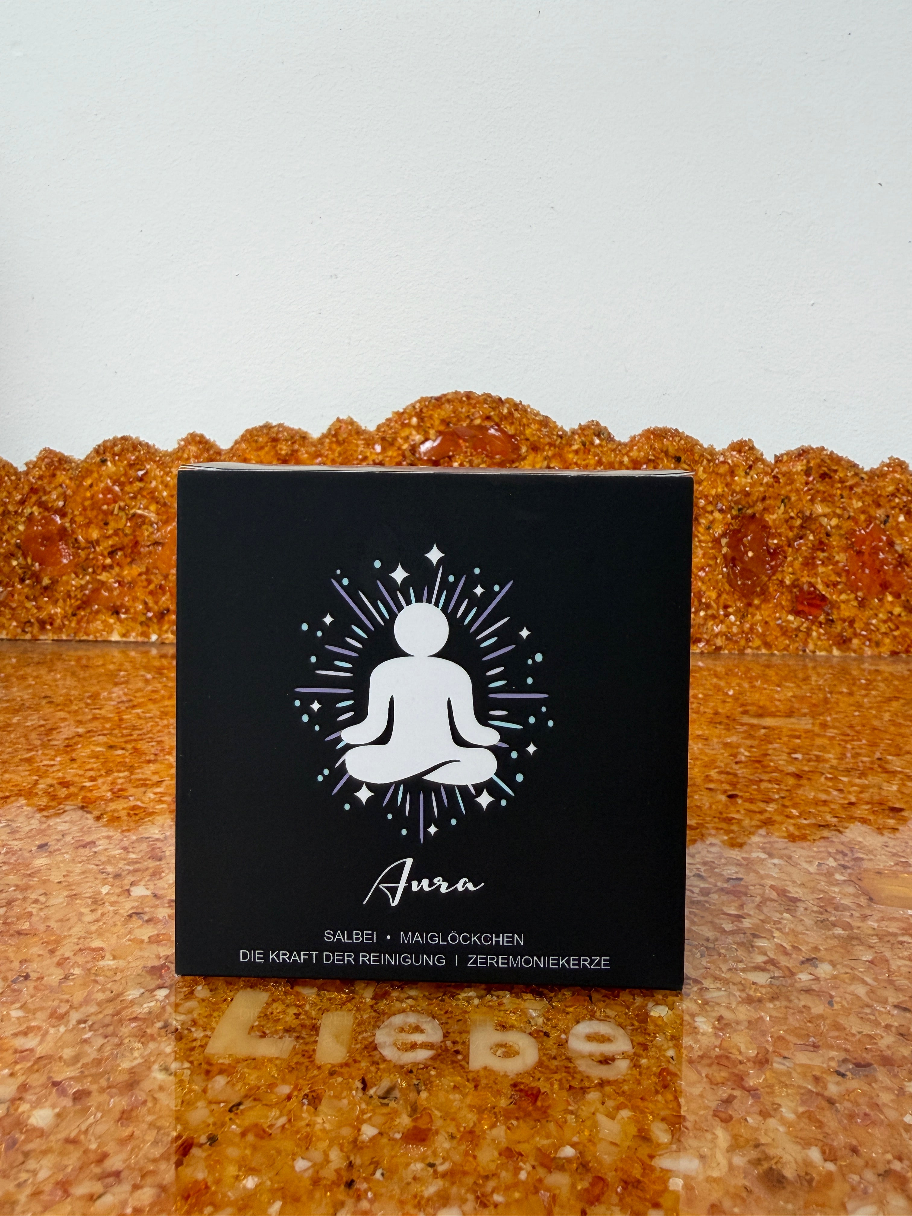 Zarya Zeremoniekerze - Aura Reinigungszeremonie - Weißer Salbei & Maiglöckchen mit Aventurin