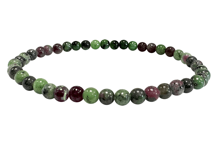 Zoisit mit Rubin Armband – Natursteine aus Tansania (4 mm, A-Qualität)