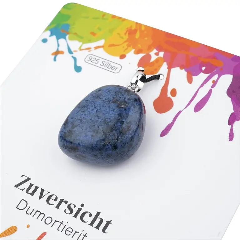 Zuversicht – Dumortierit Trommelstein 2,0–2,5 cm mit 925er Silberöse - klein