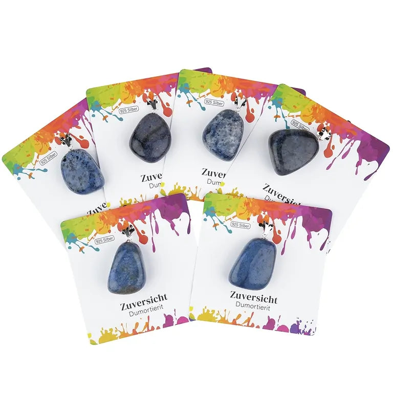 Zuversicht – Dumortierit Trommelstein 2,5–3 cm mit 925er Silber-V-Öse - groß