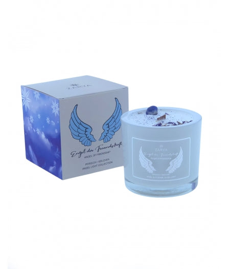 Zarya Kleine Engelkerze - Angel Light – "Engel der Freundschaft" mit Pfirsich, Veilchen & Lapis Lazuli