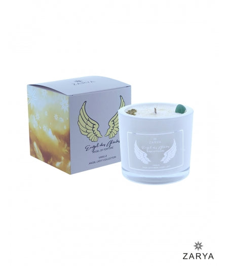 Zarya Kleine Engelkerze - Angel Light – "Engel des Glücks" mit Vanille & Grüner Jade