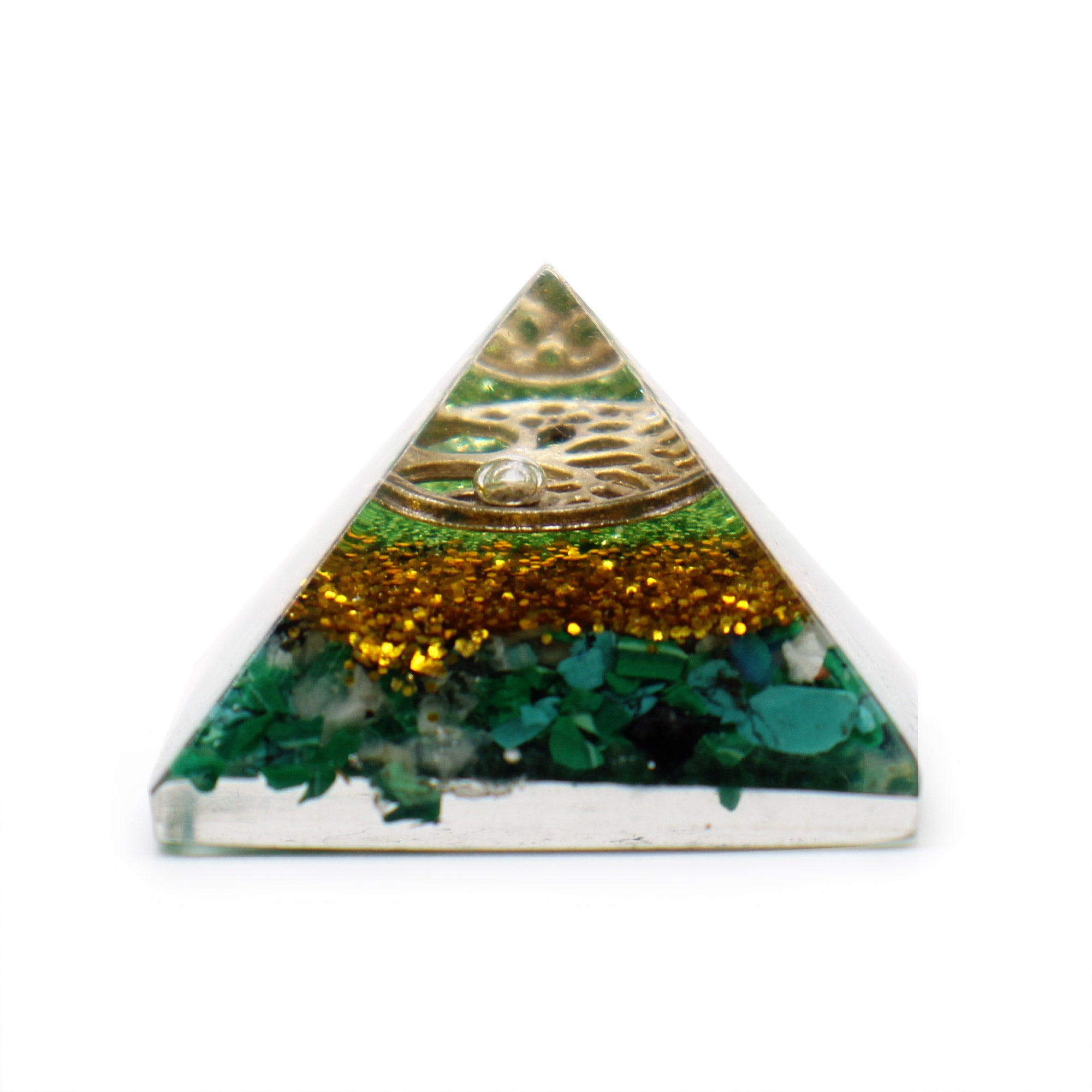 kleine Orgonit Pyramide 25 mm Gem Chips und Kupfer