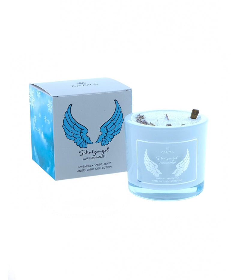 Zarya Kleine Engelkerze - Angel Light – "Schutzengel" mit Lavendel, Sandelholz & Tigerauge