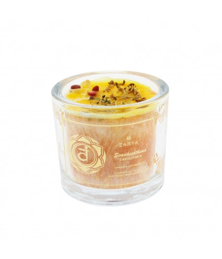 Zarya Chakra Light - 2. Chakra: Swadhishthana (Sakralchakra) Kerze - Orange & Edelstein