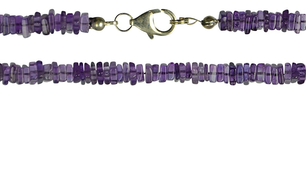 Kette flache Quadrate, Amethyst, 3-4mm/45cm