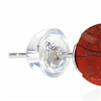 Ohrstecker Jaspis (rot), Kugel, 6 mm, rhodiniert 925 Silber