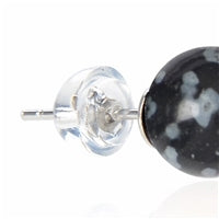 Schneeflocken-Obsidian - Ohrstecker - Kugel 8 mm - rhodiniert 925 Silber