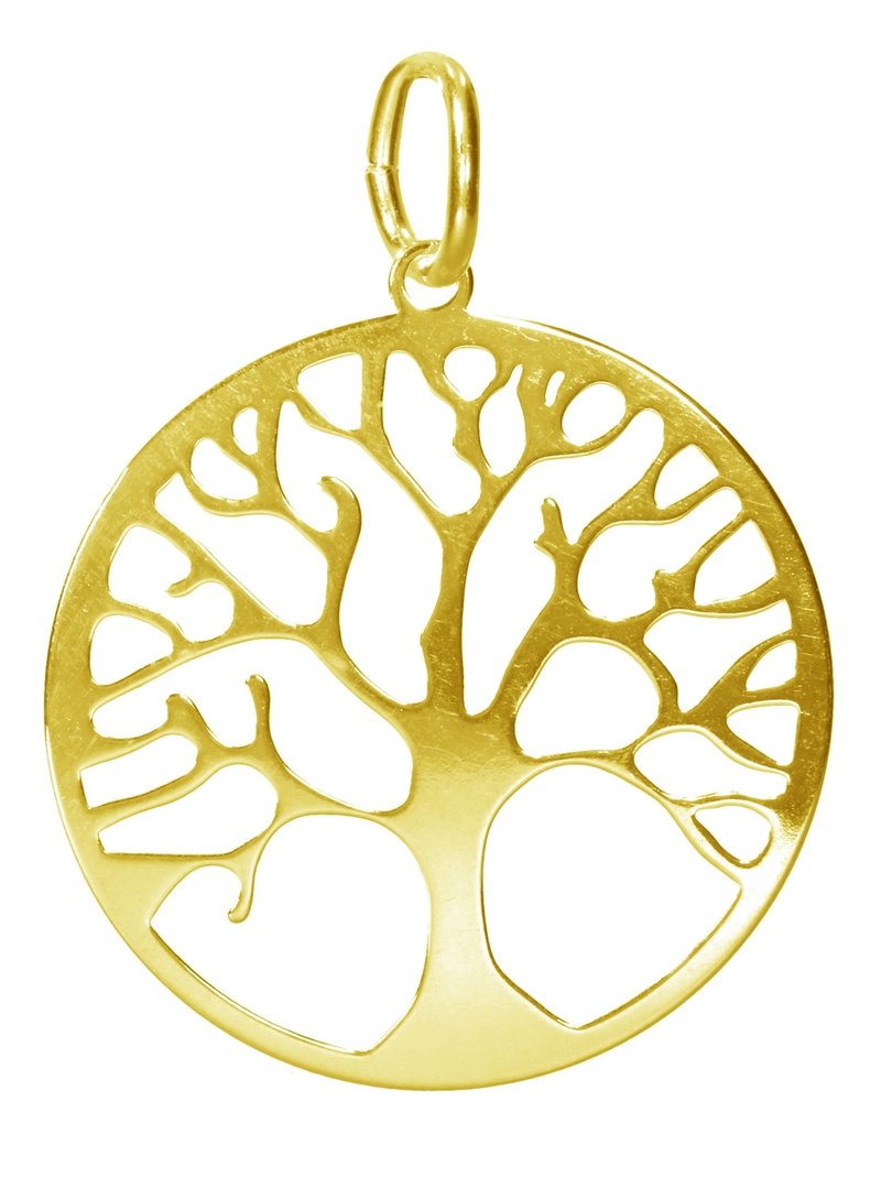 Baum des Lebens, Anhänger large ø 25 mm mit Öse,  925 Silber vergoldet