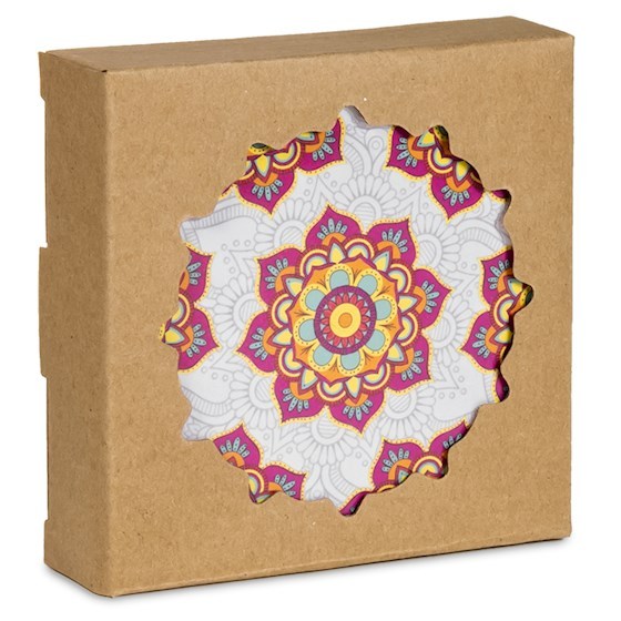 Mandala Untersetzer rund rot Set 6 Stück