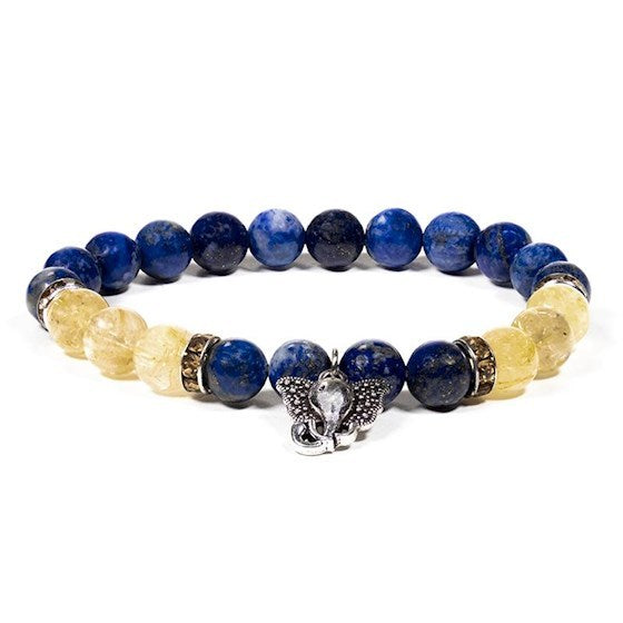 Armband Lapislazuli/Rutilquarz mit Ganesha