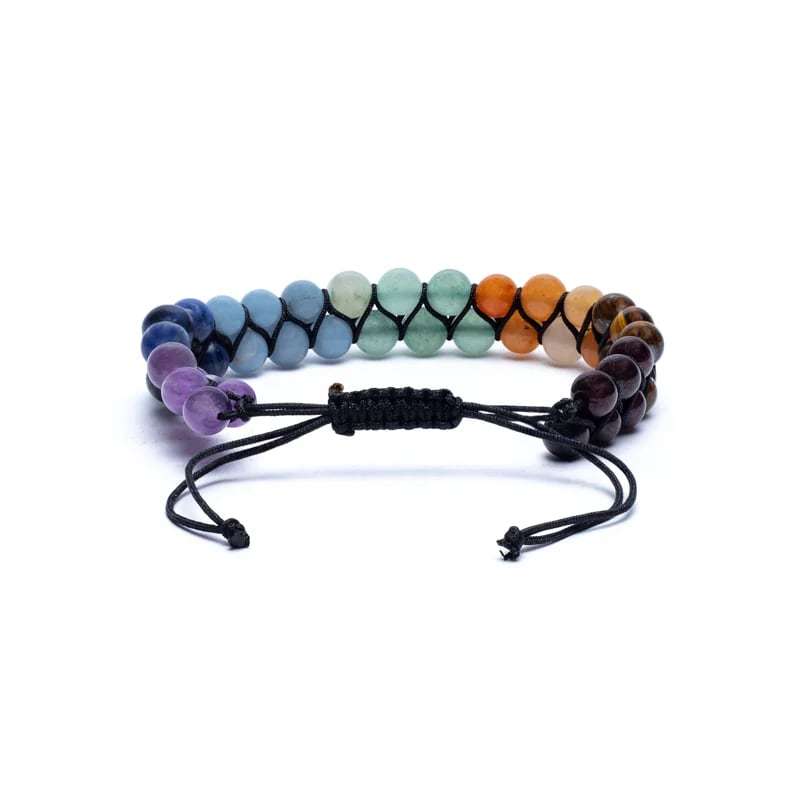 Chakra-Armband zweireihig verstellbar – 6 mm Kugeln