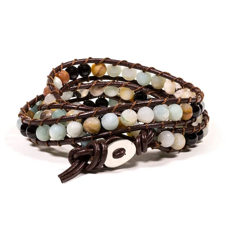 Armband Amazonit/schwarzer Achat