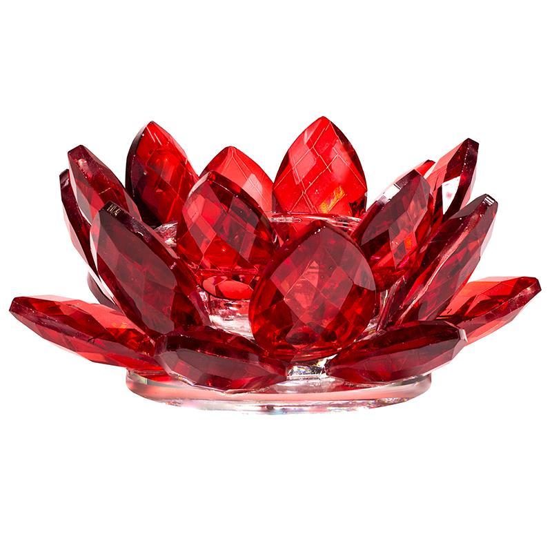 Lotus Kerzenhalter Kristall rot 11x5,5 cm