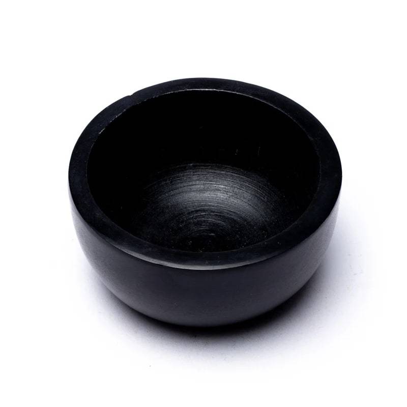 Räuchergefäß Speckstein schwarz + weiße Kieseln