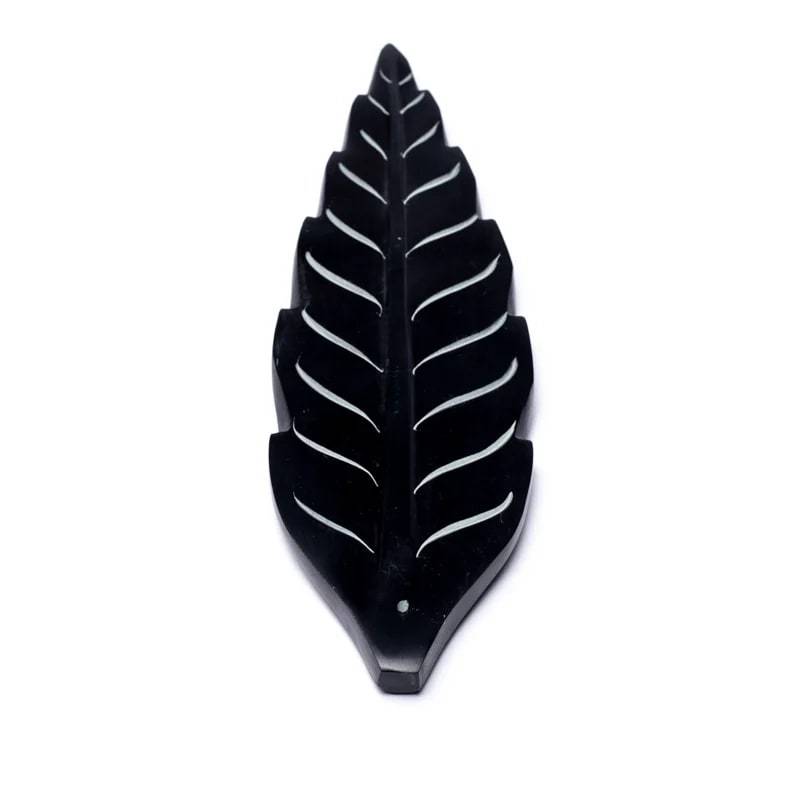 Räucherstäbchenhalter Blatt Speckstein schwarz