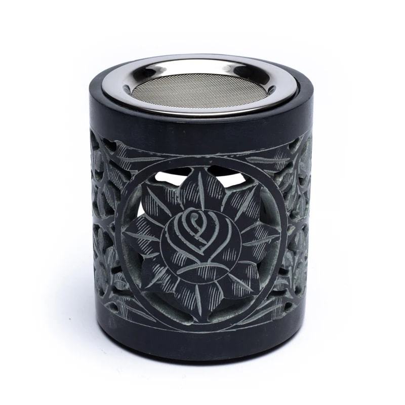 Rauchergefäß - Duftlampe Speckstein schwarz