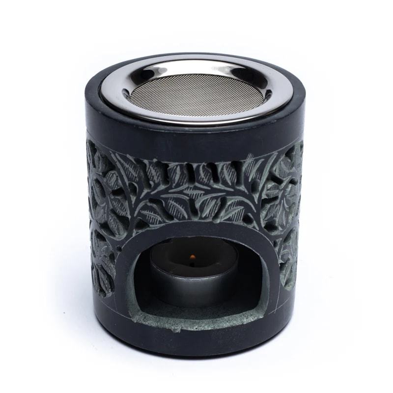 Rauchergefäß - Duftlampe Speckstein schwarz
