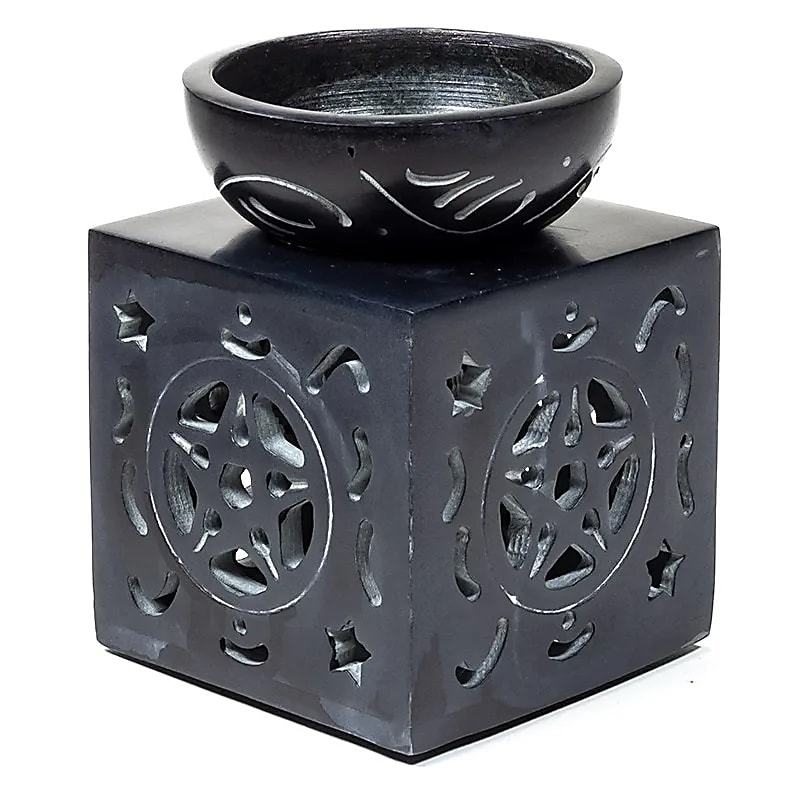 Duftlampe Pentagramm schwarzer Speckstein