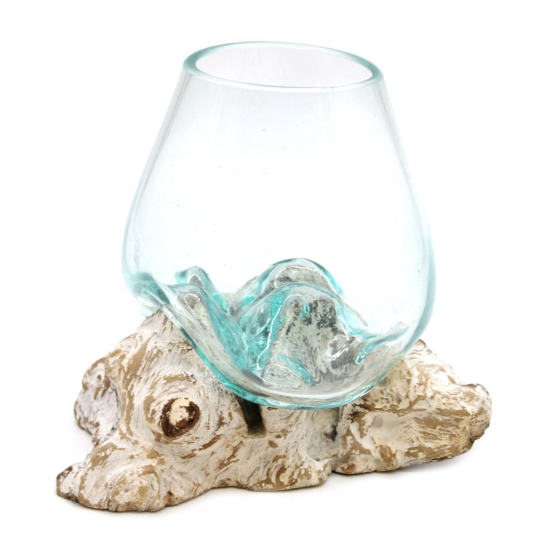 Geschmolzenes Glas auf Weiß Gewaschenem Holz - Große Schüssel