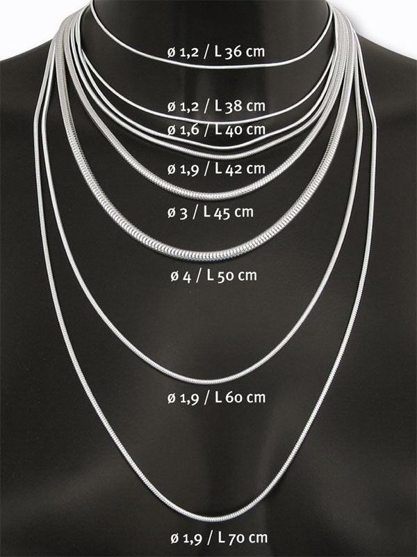 Schlangenkette 1,6mm Länge 50 cm, 925 Silber poliert
