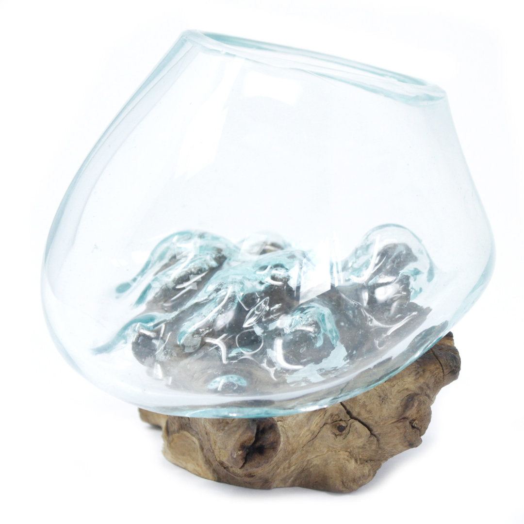 Geschmolzenes Glas auf Holz - kleine Schüssel