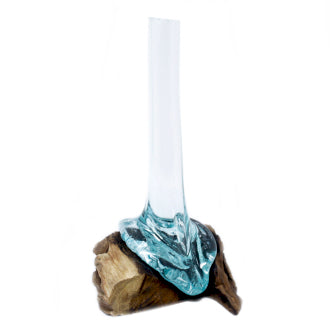 Geschmolzenes Glas auf Holz-Vase