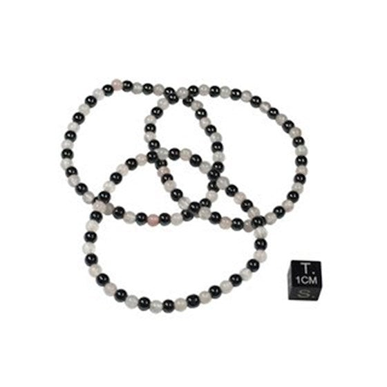 Armband Hematit / Rosenquarz 4 mm Kugeln