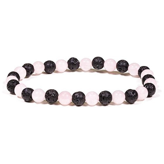 Armband Lava / Rosenquarz 6 mm Kugeln