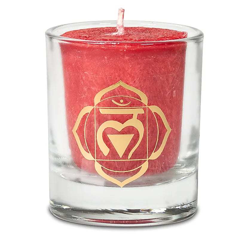 Votiv-Duftkerze erstes Chakra in Geschenkbox