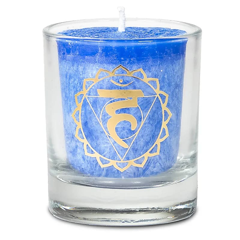 Votiv-Duftkerze fünftes Chakra in Geschenkbox