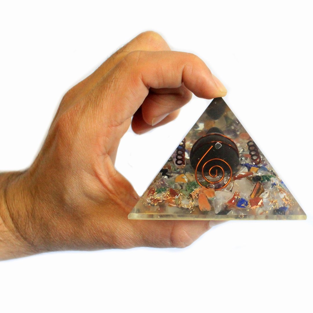 mittel große Orgonit Pyramide 60 mm Gemchips, Kupfer, Schildkröte