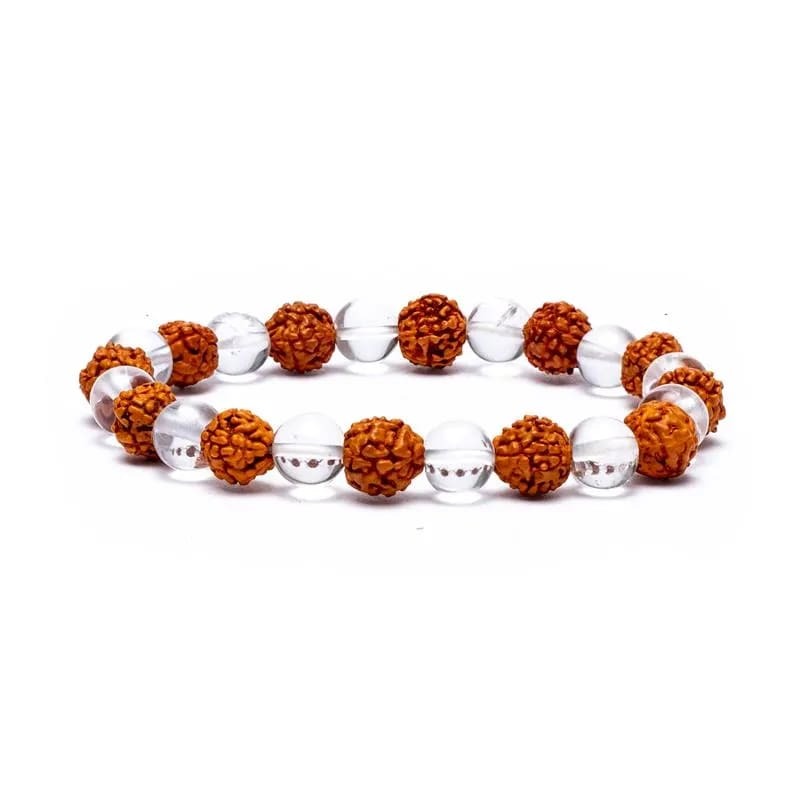 Armband Rudraksha/Bergkristall elastisch 7 mm Kugeln