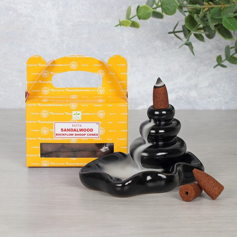 Satya Sandalwood (Sandelholz) Backflow Dhoop Cones - Rückfluss-Räucherkegel 24 St.