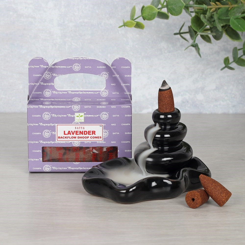 Satya Lavender (Lavendel) Backflow Dhoop Cones - Rückfluss Räucherkegel 24 St.