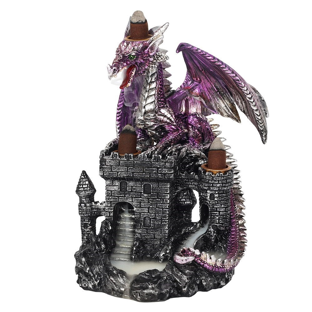 Lila Drache auf Burg - Räucherrückfluss-Brenner (Backflow Incense Burner)