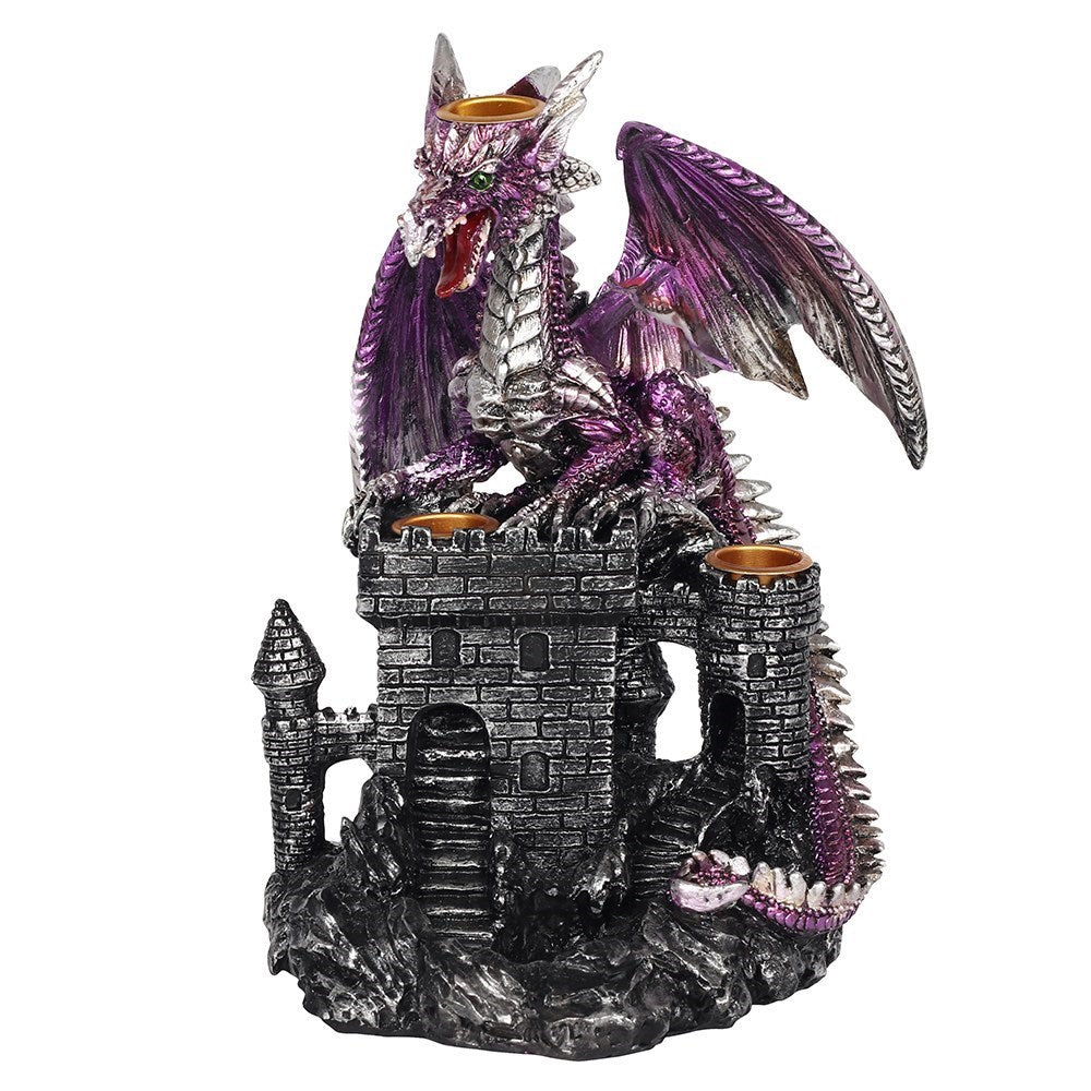 Lila Drache auf Burg - Räucherrückfluss-Brenner (Backflow Incense Burner)