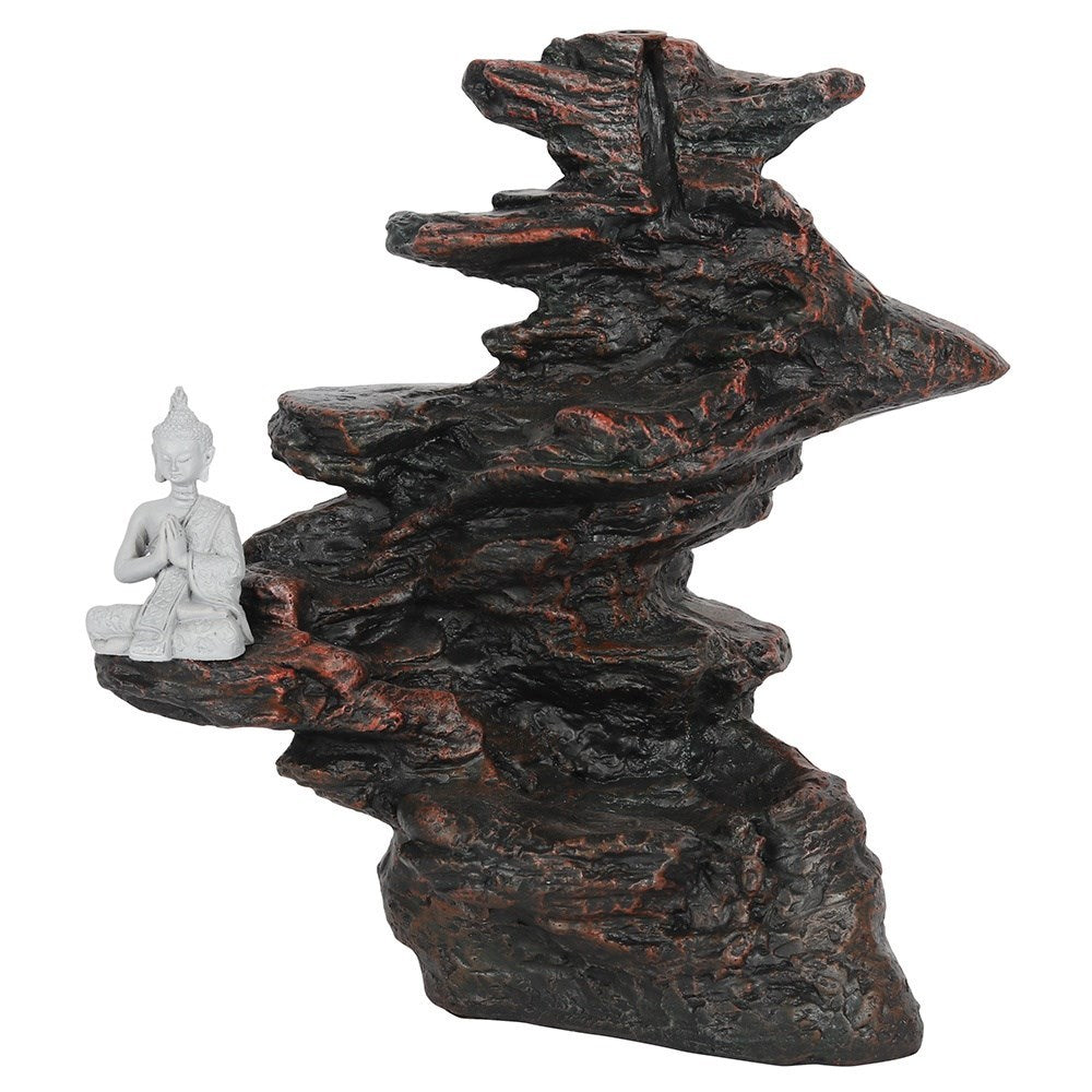25cm Buddha auf Felsen - Räucherrückfluss-Brenner (Backflow Incense Burner)