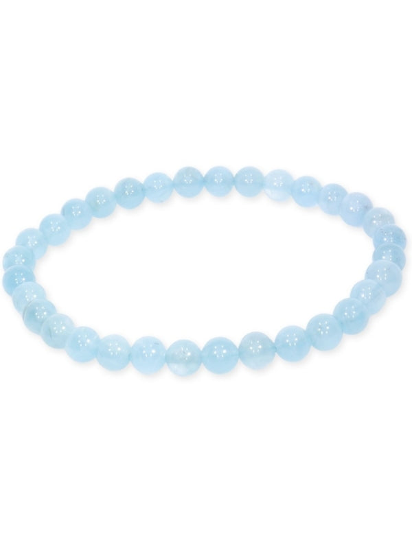 Blauer Aquamarin Edelsteinarmband - Kugel ø 6 mm - auf Elastikband Länge ca. 19 cm