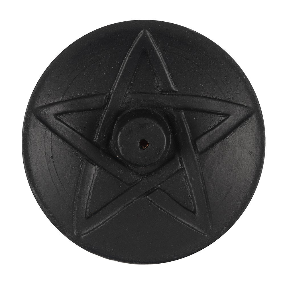 Schwarzes Pentagramm Terrakotta-Räucherteller