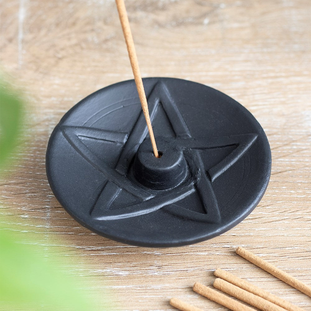 Schwarzes Pentagramm Terrakotta-Räucherteller