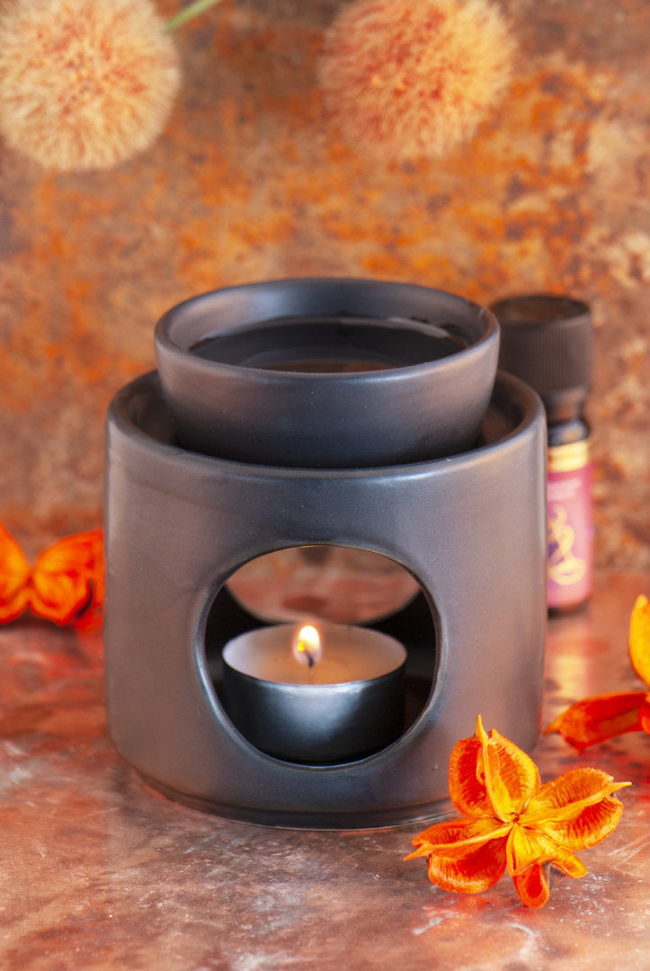 Aromalampe schwarz Keramik