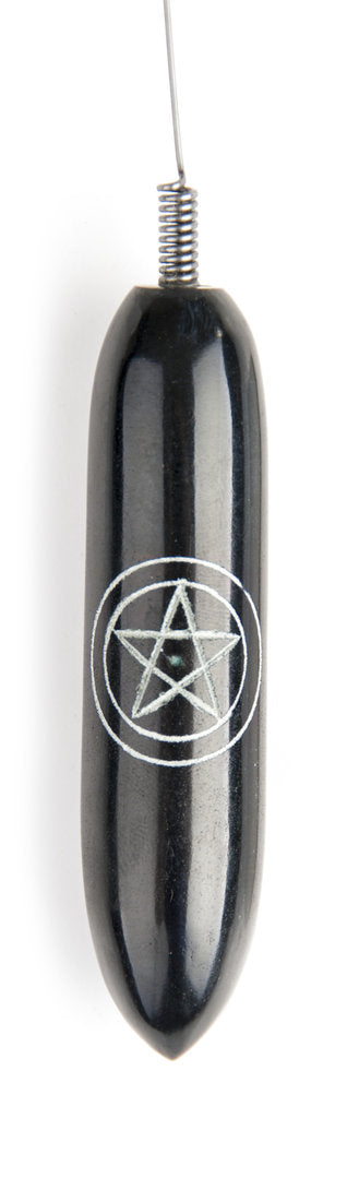 Tensor aus schwarzem Speckstein m. Pentagramm ca. 29,5 cm