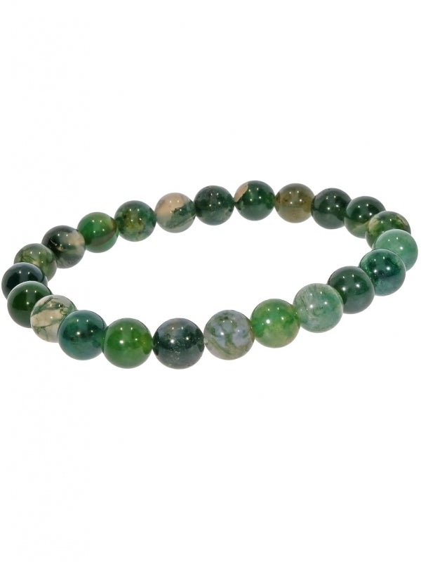 Moosachat Edelsteinarmband - Kugel ø 8 mm - auf Elastikband Länge ca. 19 cm