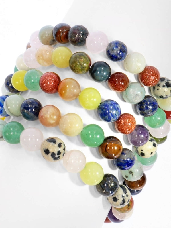 Multicolor Typ 2 Edelsteinarmband - Kugel ø 8 mm - auf Elastikband Länge ca. 19 cm