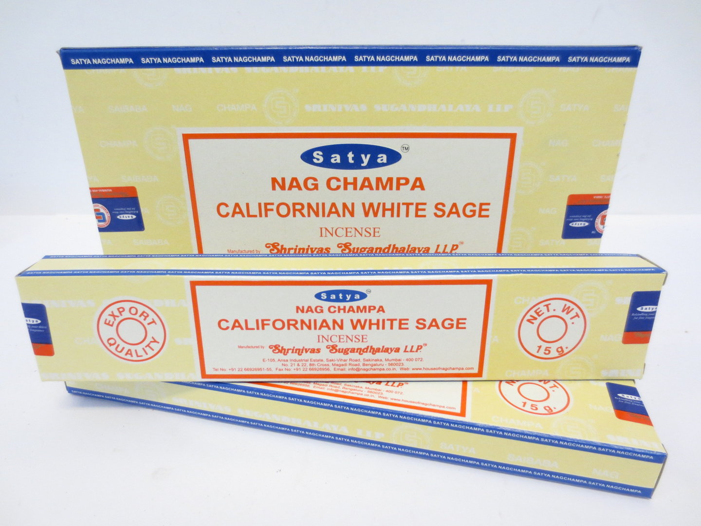 Satya Nag Champa Californian White Sage (Kalifornischer Weißer Salbei) - Räucherstäbchen 15 g