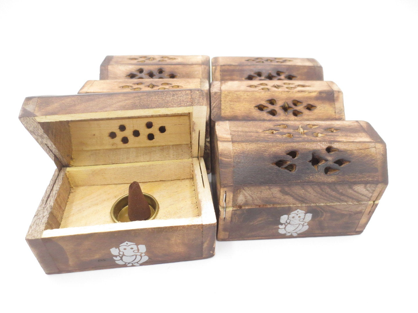Räucherkegelhalter aus Holz Ganesh