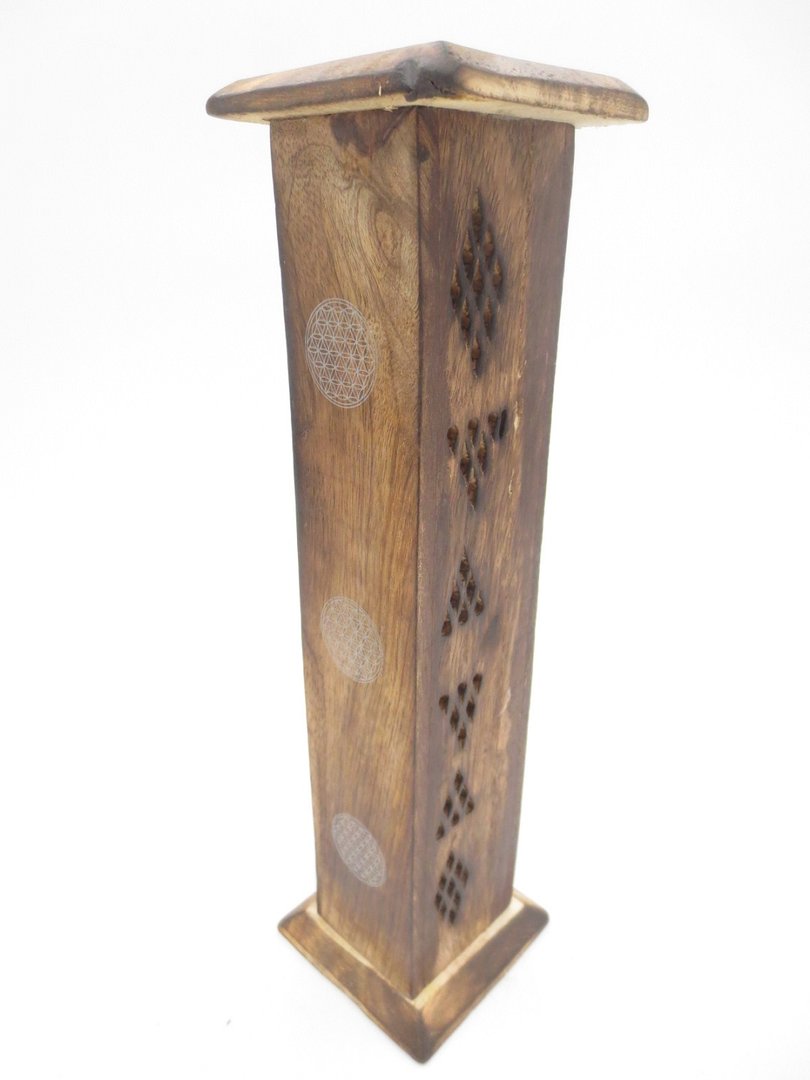 Räucherstäbchenturm aus Holz Blume des Lebens