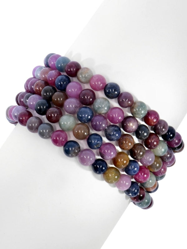 Rubin-Saphir Edelsteinarmband - Kugel ø 6 mm - auf Elastikband Länge ca. 19 cm